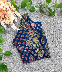 Modern Fashion Simple Wedding O-Neck Blouse material 100% PURE COTTON PRINT NON LINING WITHOUT PADDED height 15.5 inch - Product Image 2