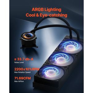 Catégorie de produit ARGB Light 120mm PWN Fans CPU Liquid AIO Water Cooler with 3 Fans CPU Cooling - Product Image 4