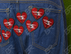 Jean en denim bleu délavé foncé avec patch cœur, coupe large, décontracté, vintage, respirant, léger, pour homme, style streetwear - Product Image 6