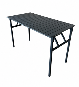 Modern Outdoor Folding <b>Table</b> Metal Frame PS Slat <b>Portable</b> Patio Camping <b>Table</b> - Product Image 1