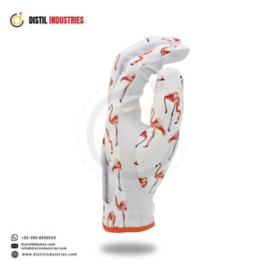 Gant de golf pour main gauche, imprimé flamant rose, en cuir Cabretta gaufré, respirant, léger, antidérapant, avec sangle de poignet réglable et fermeture auto-agrippante - Product Image 3