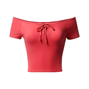 Top Corto para Mujer, Manga Corta, Transpirable, Antiencogimiento, Secado Rápido, Tejido de Punto de Poliéster/Algodón, Estilo Casual, Diseño Liso, Corte Regular - Product Image 3