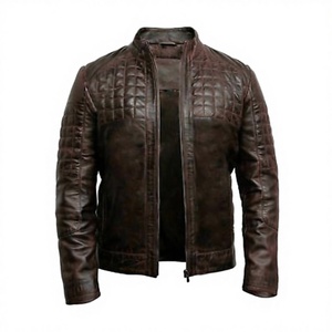 Blouson de motard vintage unisexe en cuir et toile, coupe classique, 100 % cuir, confort optimal, design rétro, imperméable, pour l'hiver - Product Image 5