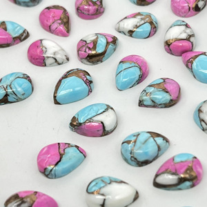 Pierres précieuses naturelles de qualité supérieure AAA+ en coton turquoise, forme poire, cabochons polis pour la fabrication de bijoux - Product Image 4