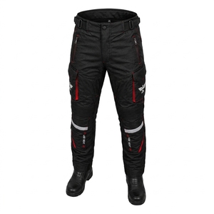 Unisex <b>Black</b> Motorcycle Racing Pants with Red Accents Breathable Design Polyester/Nylon Fabric Air <b>Vent</b> for All Seasons Wear - Product Image 6