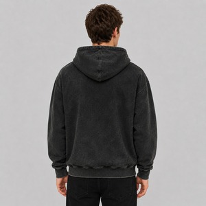Sudadera con capucha para hombre, estilo acid wash, color sólido, forro polar, hombros caídos, estilo oversized, ropa de calle de invierno, alta calidad - Product Image 3