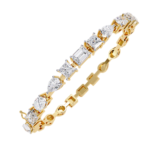 Bracelet de luxe en or avec maillons en forme de diamant et pierres brillantes pour femme, idéal pour les occasions spéciales et les mariages. - Product Image 1