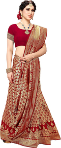 Sari de poliéster Georgette de diseñador premium para mujer, largo hasta el suelo, para fiestas de verano e invierno, diseño moderno, para festivales, sin arrugas - Product Image 3