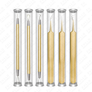 Kit professionnel de 6 outils anti-acné en acier inoxydable doré, extracteur de points noirs, nettoyeur de pores, conception OEM - Product Image 1