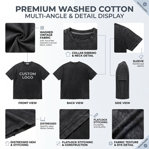 T-shirt en coton lavé épais pour homme, coupe oversize, style streetwear, t-shirt vierge personnalisable avec logo, fabricant de vêtements en gros - Product Image 3