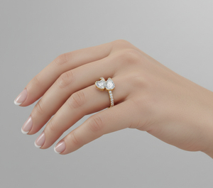 Stonewels Toi Et Moi Pav Lab-Grown Diamond Rose Gold Plated for Certified Prong Setting <b>Ring</b> - Product Image 5