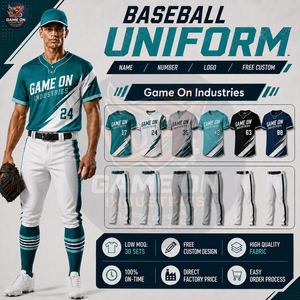 Uniformes Deportivos de Béisbol Sublimados Personalizados para Hombre, Jersey con Botones Completos y Pantalones con Ribetes, Venta al Por Mayor Directa de Fábrica - Product Image 4
