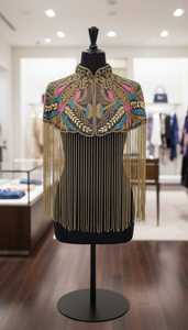 <b>Top</b>-level Wedding Tunic with Sequin Embroidery, <b>Bubble</b> Lace Fabric, Fringe-style Pearl Tubes, Girls' Scarf, Breathable - Product Image 5