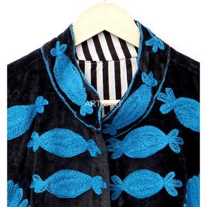 Premium Handmade Embroidered Eco-Friendly Floral <b>Velvet</b> Jacket Unisex Cotton Stripe Winter New Collection <b>Women's</b> <b>Coat</b> - Product Image 6