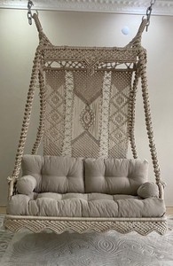 Balançoire double en macramé pour jardin, Balançoire suspendue, Balançoire pour balcon, Balançoire pour terrasse, Chaise suspendue en macramé, Balançoire double suspendue - Product Image 2