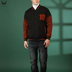 Winter Warm Fleece Varsity Jacket Custom Sweatshirt Fabric Snap Button Casual Cheap Blank Sports Bomber Jackets - Product Image 6
