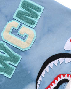 Sweat à capuche zippé tie-dye bleu pour homme, coupe oversize, décontracté, en molleton bouclette avec motif bouche de requin - Product Image 5