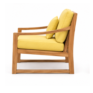 Fauteuil lounge en teck massif avec coussin rembourré, fauteuil d'appoint pour salon intérieur - Product Image 2