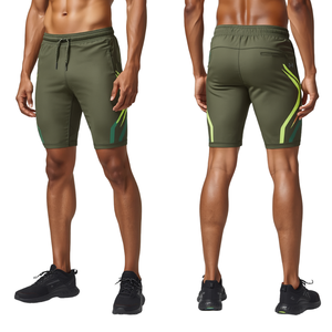 Pantalones Cortos Deportivos de Lujo para Hombre, Color Verde Oliva, con Diseño Gráfico, Tela Atlética Ligera de Primera Calidad y Estilo Deportivo Moderno - Product Image 2