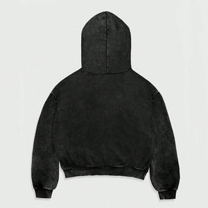 Sweat à capuche personnalisé délavé à l'acide, coupe classique, grammage lourd, 100% coton molletonné respirant, style streetwear hip-hop automne - Product Image 2