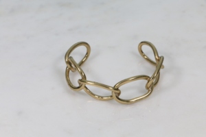Handmade Brass Oval Link Cuff <b>Bracelet</b> – Minimalist Open Chain Bangle for Women – Adjustable Bold Statement Jewelry - Product Image 5