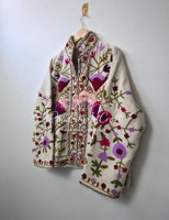 Veste matelassée élégante pour femme, en velours de coton brodé Suzani, respirante, écologique, style bohème chic, pour l'hiver.
