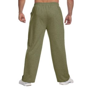 Olive <b>Green</b> Relaxed Men Plus Size Joggers French Terry Open Hem Elastic Waist Athletic Training Pants - Product Image 2