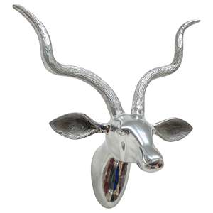 <b>Light</b> <b>Silver</b> Metal Rhino Head <b>Wall</b> Sculpture Modern Animal Trophy Decorative Wildlife Art for Living Room - Product Image 4