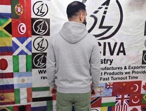 <b>Men's</b> <b>Classic</b> <b>Grey</b> Fleece <b>Hoodie</b> – Casual <b>Pullover</b> <b>Sweatshirt</b> with Front Kangaroo Pocket and Logo Print - Product Image 3