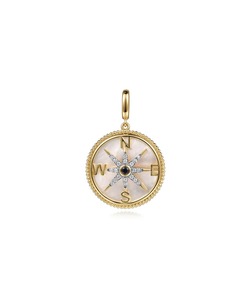 Collier pendentif boussole de luxe en argent sterling 925 avec étoile du Nord en nacre, bijoux pour femmes - Product Image 1