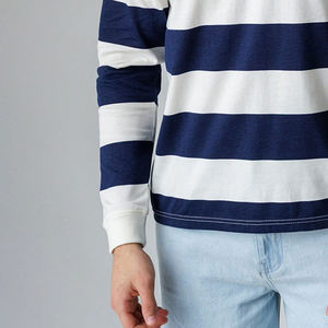 Camiseta Polo de Rugby de Manga Larga para Hombre, Transpirable, de Algodón, con Logotipo Personalizado OEM, Ropa Urbana de Fábrica, Camiseta Polo a Rayas de Algodón - Product Image 3