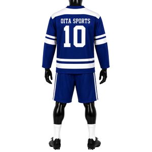 Blue White Ice Hockey Set Sublimation Jersey and Shorts <b>Athletic</b> Sports Uniform Team Match Wear Training Apparel for Hockey - Product Image 2