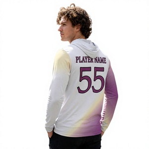 Maillot de basket-ball personnalisé – Maillot d'équipe à capuche à manches longues blanc et violet, nom et numéro personnalisés - Product Image 2