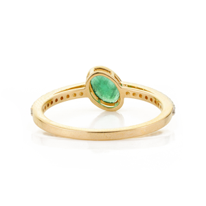 Dernière collection de bagues de fiançailles empilables en émeraudes et diamants véritables pour unisexe, or jaune pur 14 carats, bijoux pierre de naissance de mai - Product Image 6