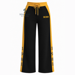 NCBW Women's Color Block Workout Set <b>Turtleneck</b> Crop <b>Top</b> Loose Fit Drawstring Pants Sorority Sportswear Tracksuit - Product Image 4