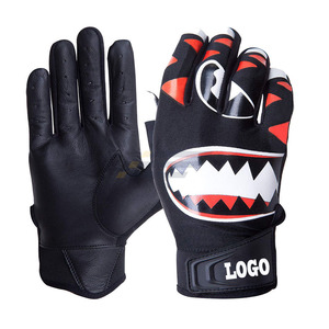 Gants de frappeur de softball en cuir personnalisables, fermeture auto-agrippante, respirants, séchage rapide, durables, pour joueurs droitiers, taille XXL, noirs - Product Image 6