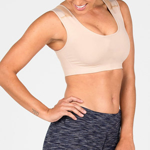 Women Seamless Sports <b>Bra</b> Scoop Neck Racerback Medium Support Breathable <b>Sheer</b> Layer Yoga Activewear Solid Color Spandex Nylon - Product Image 1