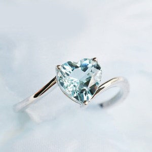 <b>Unique</b> Blue topaz Heart Shape silver ring in Sterling Silver Elegant Sparkling Ring Timeless <b>Gift</b> <b>for</b> <b>Her</b>. - Product Image 2