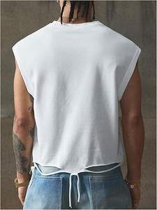 Camiseta sin mangas con gráfico de diamantes de imitación al por mayor para hombre, estilo streetwear con lavado ácido, logotipo personalizado, fábrica OEM - Product Image 2