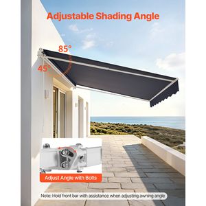 Manual Retractable 4m X 3.7m Outdoor Patio Awning Water-Resistant Polyest Sun <b>Shade</b> for Patio Door <b>Window</b> - Product Image 6