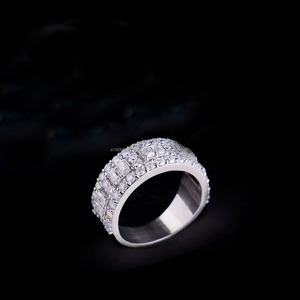 Women's 925 Sterling <b>Silver</b> Moissanite Diamond Eternity Band <b>Ring</b> <b>Emerald</b> Cut Pave Setting Classic Wedding Jewelry for Gifts - Product Image 2