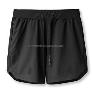 2025 nuevos pantalones cortos deportivos informales para hombres 100% poliéster patrón sólido teñido liso antiarrugas impresión Digital para ropa de entrenamiento - Product Image 5