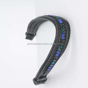 Banda de cuero para cejas de caballo de la mejor calidad, forma de onda, 12mm, cristal grande, oro rosa, color topacio ahumado, banda para cejas ostentosa - Product Image 6