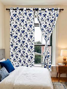 Cortinas de Algodón Premium con Estampado Artesanal y Ojales, Diseño Floral Tradicional, para Sala de Estar y Dormitorio, Translúcidas, Talla XL - Product Image 2
