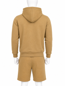 Ensemble court à capuche personnalisé pour homme, coupe classique, couleur unie, tricoté, 100 % polyester, short et sweat à capuche décontractés pour l'été - Product Image 3