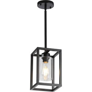 Lampadario a sospensione rettangolare in metallo nero stile rustico per isola cucina - Product Image 3
