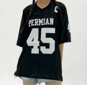Camiseta de Fútbol Americano Permian, Bordada, 100% Poliéster, Sin Mangas, Tejido de Malla, Unisex, Corte Holgado, Alta Calidad, Para Todas las Temporadas - Product Image 4