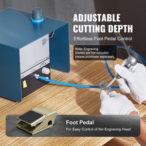 Incisore Pneumatico per Legno e Gioielli 2800 RPM 60W, Macchina Manuale a Testa Singola con Pedale a Impatto 0-6 - Product Image 5
