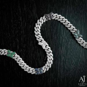 Collar de Cadena Cubana con Mariposa Iced Out, Bañado en Rodio, con Moissanita Engastada en Bisel, Gargantilla Bling, Cadena de Eslabones de Plata 925, Unisex, Estilo Hip Hop - Product Image 5