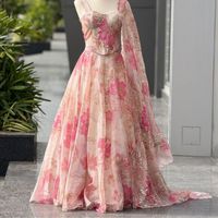 AARIKA TEKSTİL Modern Dijital Baskılı Yaz/Kış Günlük Stil Organze Hızlı Kuruyan Kurta / Kurti Korse İşlemeli Dolgulu
